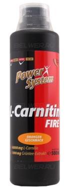 L-Carnitin FIRE tekućina 500 ml 60 000 mg s ekstraktom zelenog čaja POWER SYSTEM